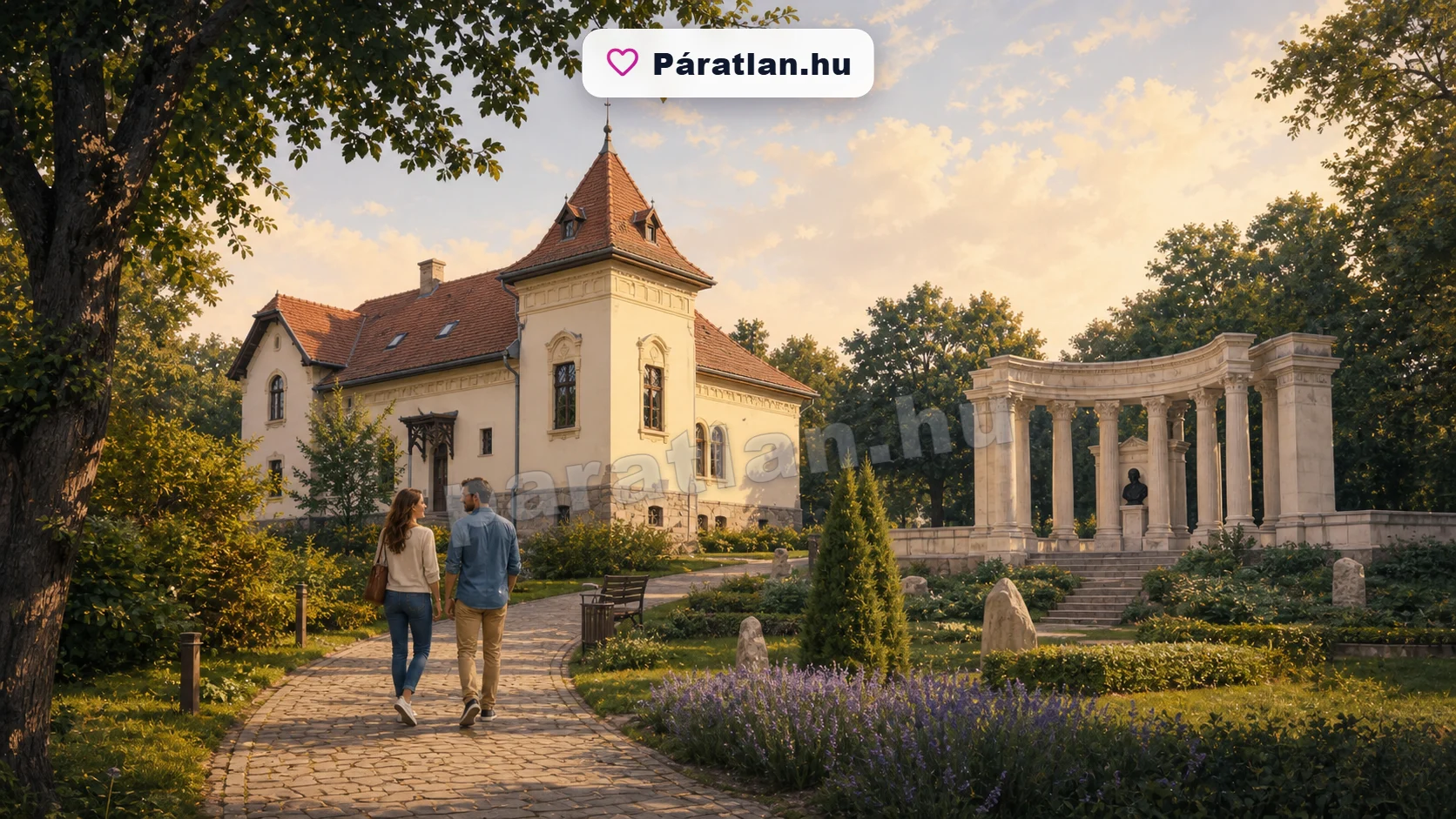 Érd városi hangulat egy sétáló párral
