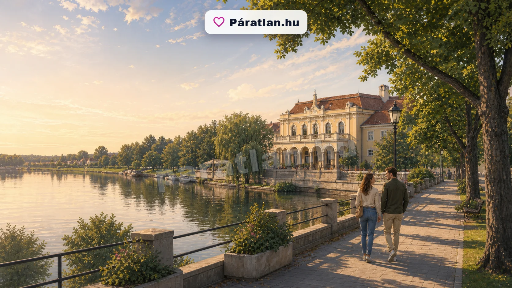 Magyarkanizsa városi hangulat egy sétáló párral