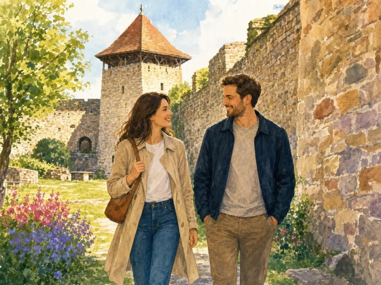 Pár sétál a székelyudvarhelyi Székely Támadt várban